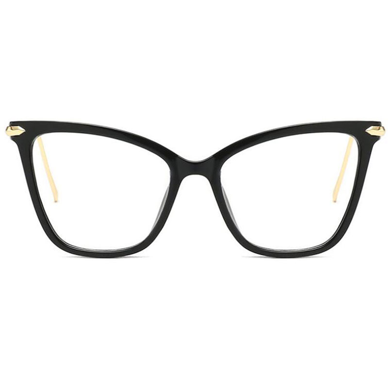 Lady Oversized Cat Eye Glasses Frame Clear Lens Metal Spectacle Frame Points Zero Myopia Nerd Vintage Women039s Eyeglass Frame