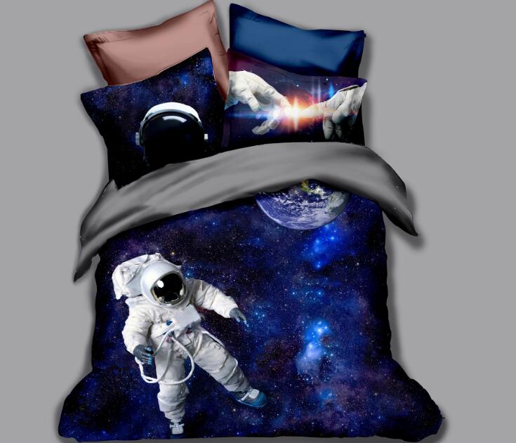 3D Astronaut Bedding Set Spaceman Duvet Cover Set 3 Pcs Bedcloth with Pillowcase Twin Full Queen King Size