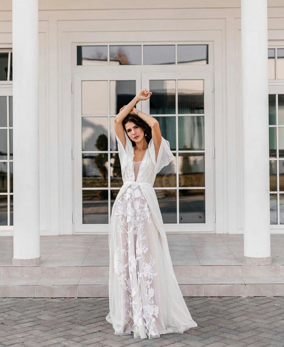 Bohemian A Line Wedding Dresses Sheer V Neck Short Sleeve Chiffon Bridal Gowns Beach Floor Length vestidos de novia