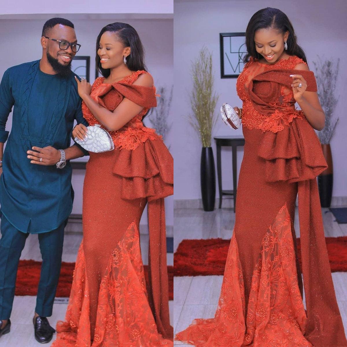 Dark Red Modest Prom Dresses Peplum Ruffles Lace Applique Mermaid Beaded Scoop Neck African Girl Evening Party Gown Formal Ocn Wear