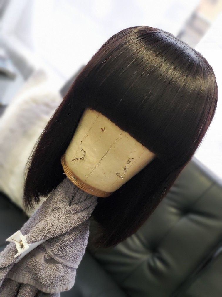 Ishow Short Bob Wigs Straight Human Hair Wigs with Bangs Loose Body Peruvian None Lace Wigs Indian Hair