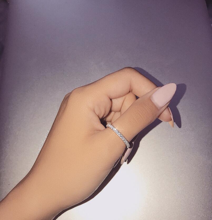 Sterg Sier Couple Rings with White Topaz - 2PCS Bohemian Wedding Band Set for Women dh5727163