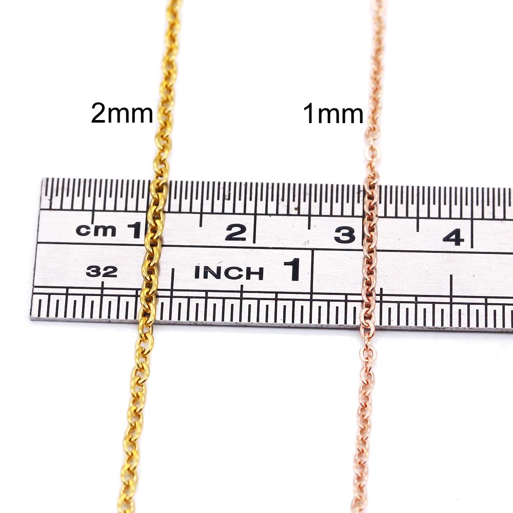 1mm 2mm Stainless Steel Link Chains Silver Gold Rose Gold Color 4560cm Women Men DIY Necklaces Jewelry Fit Pendant Bulk 10pc