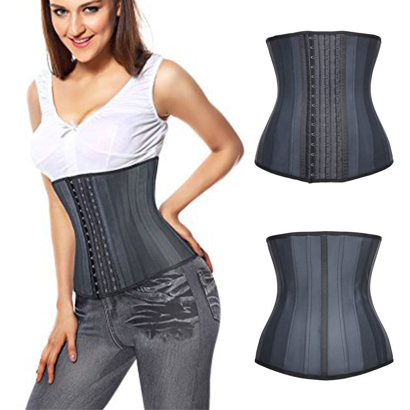 25 Steel Boned Glossy Latex Waist Trainer Corset Waist Cincher Workout Shapewear 3 Rows Hooks Body Shaper Slimming Underwear 25cm/30cm Torso