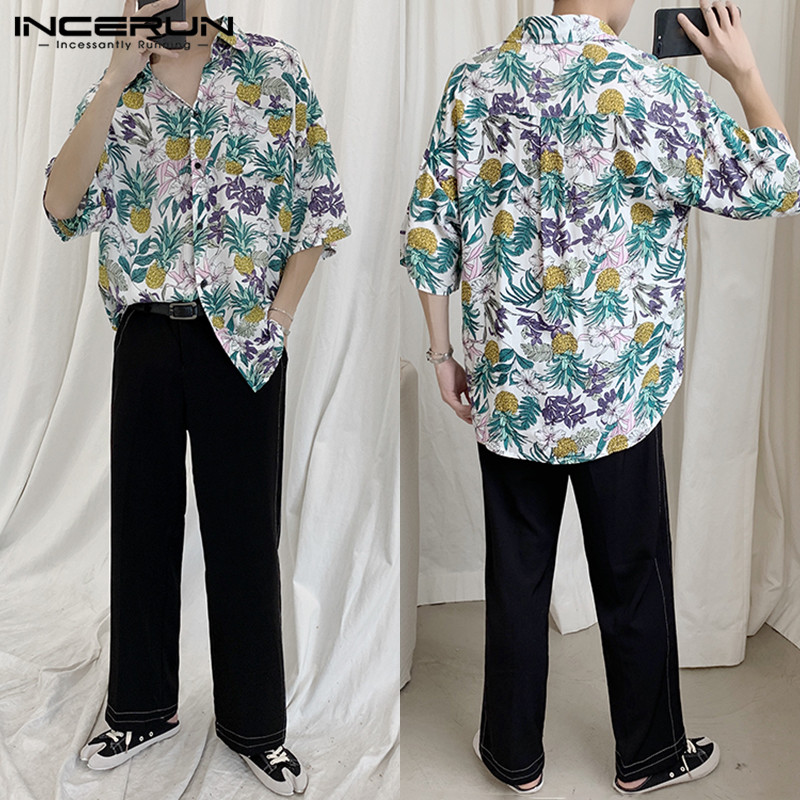 2020 Fashion Floral Print Shirts Men Loose Half Sleeve Chic Lapel Blouse Streetwear Casual Hawaiian Vacation Shirt Plus Size, White
2020 Fashion Floral Print Shirts Men Loose Half Sleeve Chic Lapel Blouse Streetwear Casual Hawaiian Vacation Shirt Plus Size, White