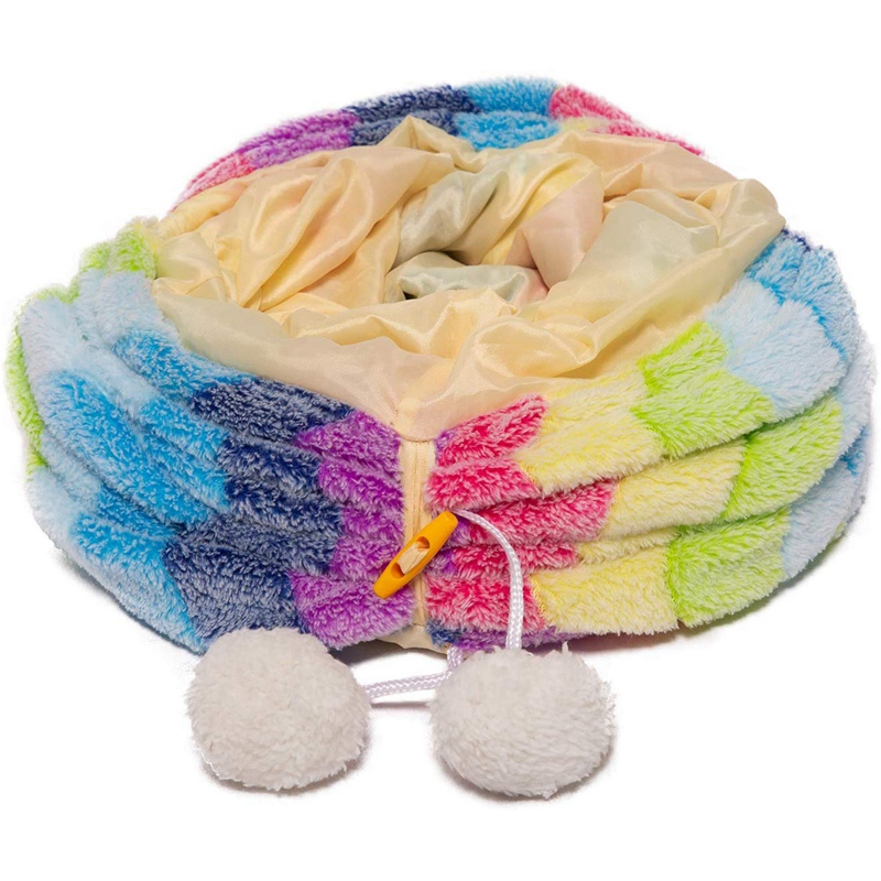 Cat Tunnel Toy Collapsible Tunnel Tube with Plush Balls for Small Pets Rabbits Kittens Ferrets Puppy and Dogs