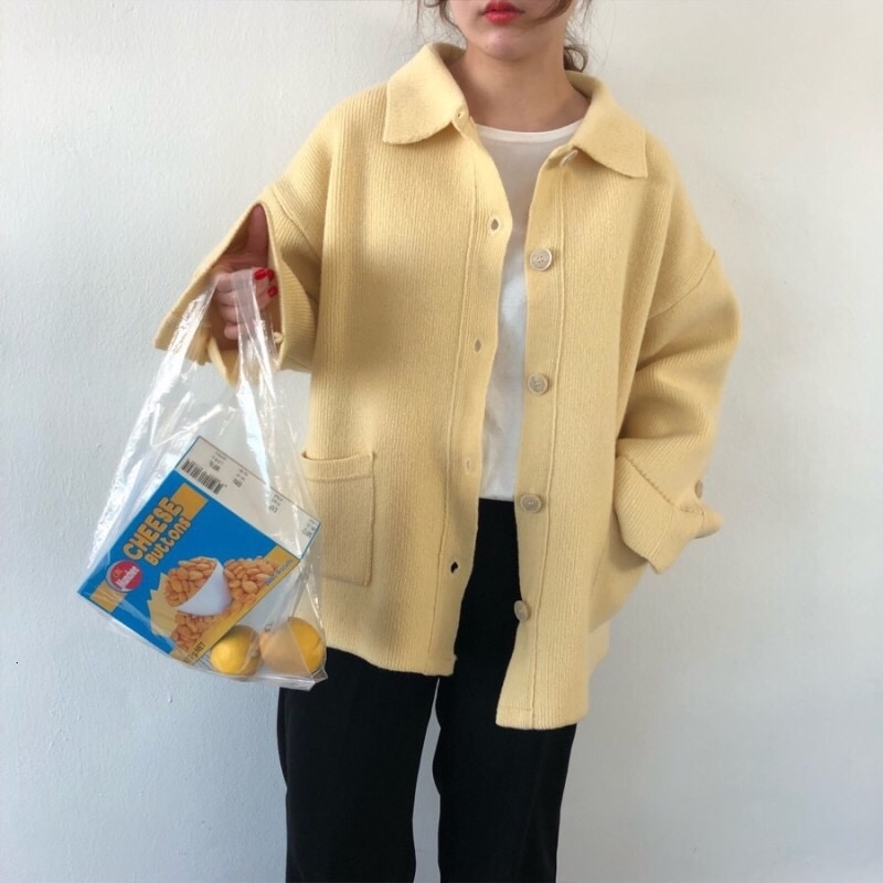 Women Autumn Winter Tops Vintage Shirt Sweater Female Vintage Shcool Plus Size Pocket Knitting Cardigan Coat Sueter Mujer V191130