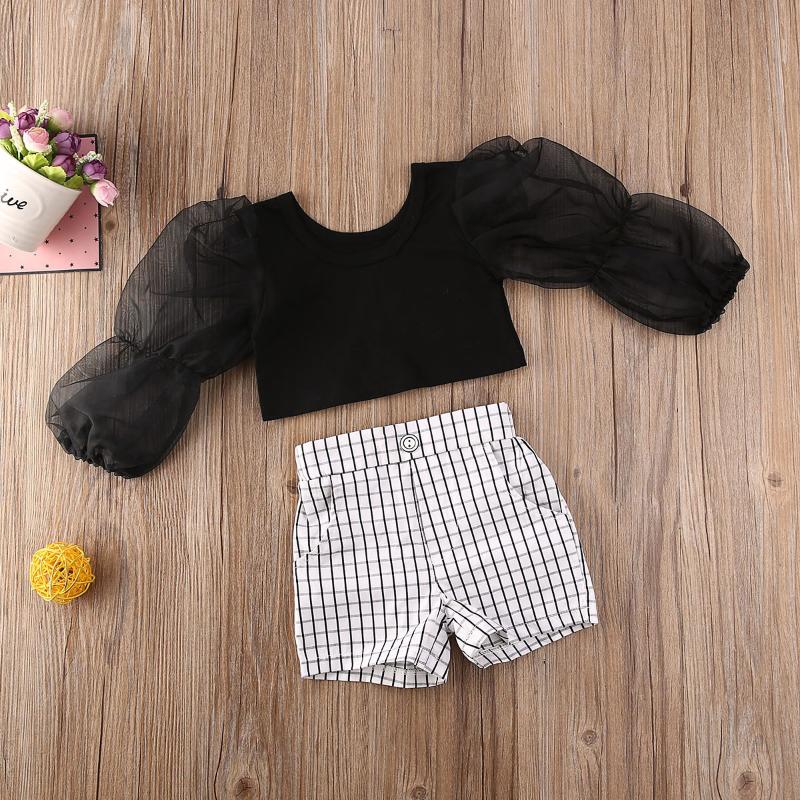 Summer Toddler Baby Kid Girls Outfit Mesh Puff Sleeve Tops Plaid Shorts Pants Outfits Clothes Set 4-6Years, Black
Summer Toddler Baby Kid Girls Outfit Mesh Puff Sleeve Tops Plaid Shorts Pants Outfits Clothes Set 4-6Years, Black