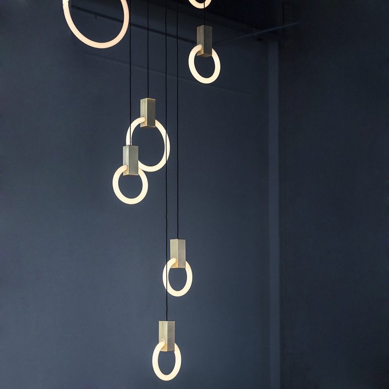 LED Pendant Lights Flying Rings Light Indoor Lighting Office Study Lamp Chandelier Circle Lamps Creativity Factory Outlet