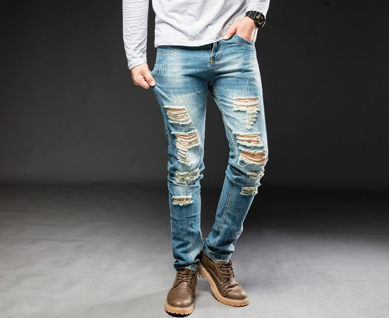 New Men Casual jeans denim Vintage Ripped Distressed Big Holes jeans Bleached Pencil pants Elastic Mid Waist high quality, T-408
New Men Casual jeans denim Vintage Ripped Distressed Big Holes jeans Bleached Pencil pants Elastic Mid Waist high quality, T-408