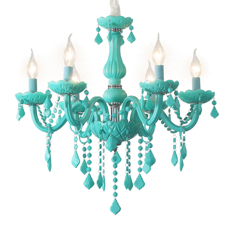 Nordic Macaron children's room lamp girl princess chandelier pink crystal bedroom chandelier color glass crystals for chandeliers - view 9