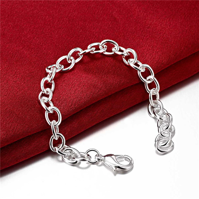 Hot sale best gift 925 silver Crude shrimp buckle bracelet Men DFMCH089, new fashion 925 sterling silver plate Chain link gemstone bracelets