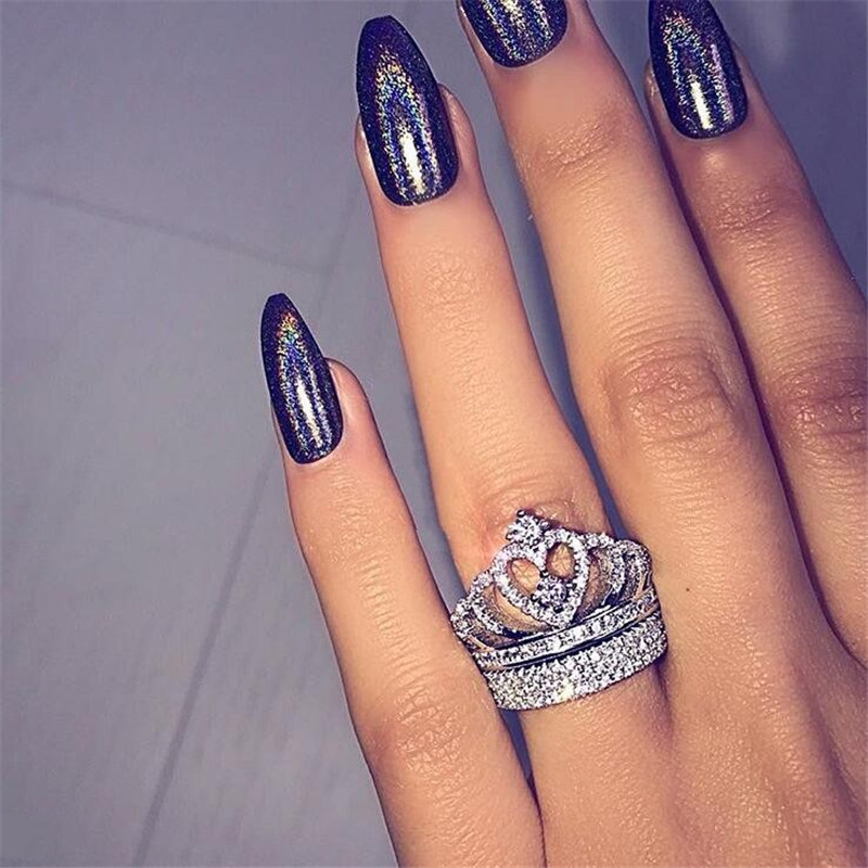 Sterg Sier Crown Ring: White Sapphire CZ Wedding Band