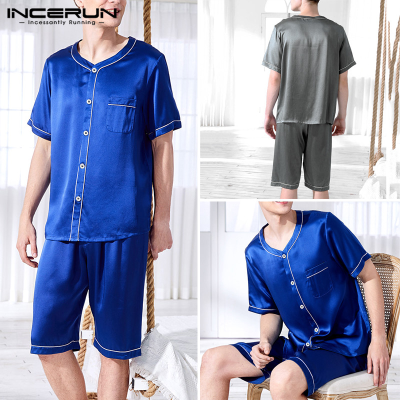 INCERUN Men Pajamas Sets Short Sleeve Breathable Homewear Soft Summer Tops Shorts Solid Nightwear 2 Pieces Sleepwear Sets S-5XL, Gray
INCERUN Men Pajamas Sets Short Sleeve Breathable Homewear Soft Summer Tops Shorts Solid Nightwear 2 Pieces Sleepwear Sets S-5XL, Gray