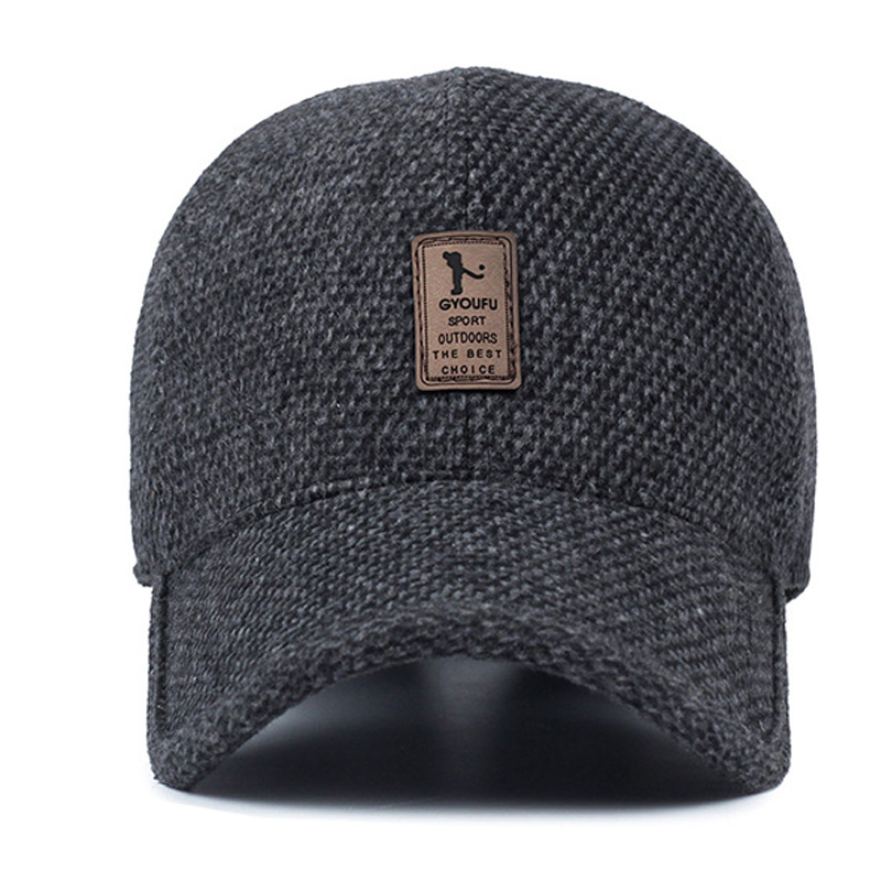 woolen knitted design winter baseball cap for men women warm casual male outdoor cycling ski Hats with earflaps