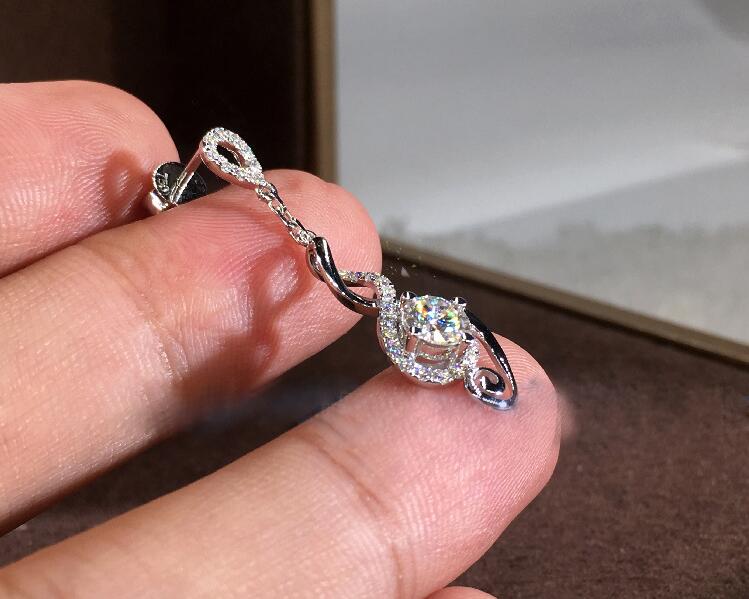 Sterg Sier Long Drop Water White Topaz CZ Dia Earrings Jewelry for Women Wedding Bridal