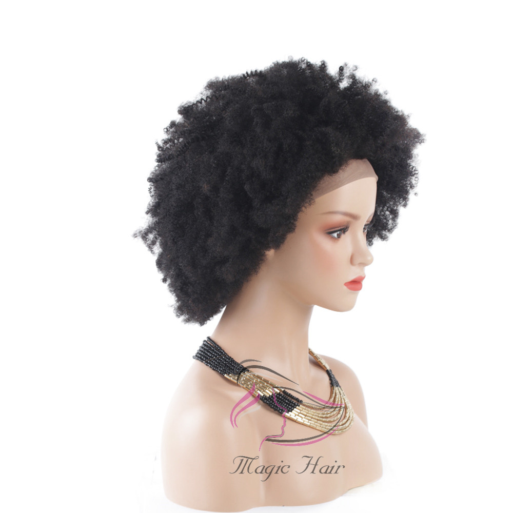 Free Shipping Short Afro Kinky Curly Human Hair Wigs Brazilian Lace Front Human Hair Wigs Glueless 130% density Short Bob Full Lace Wigs
