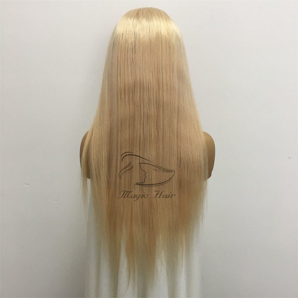 Full Lace Human Hair Wigs Brazilian Light Blonde Human Hair Color 60# Straight Thick Glueless Lace Front Wigs With Baby Hair