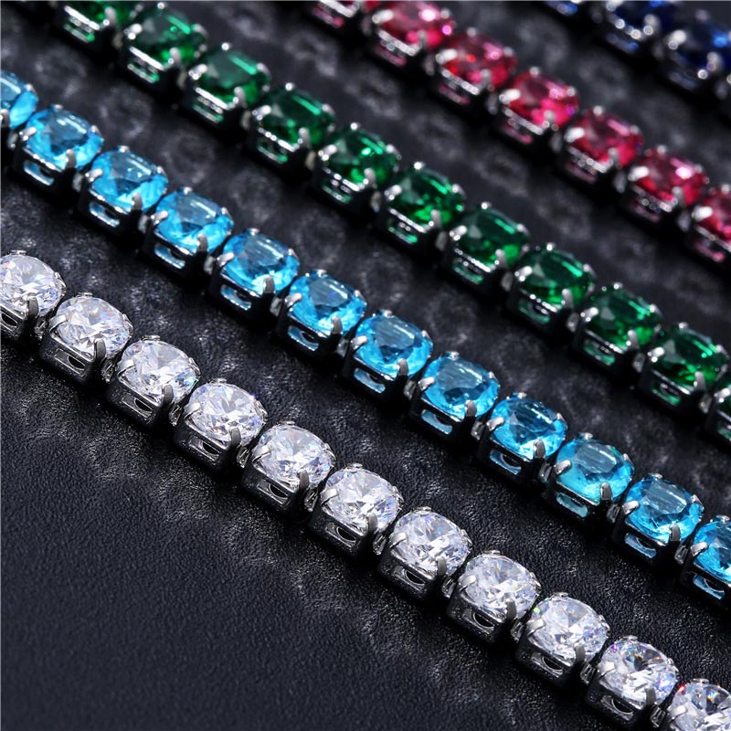 Luxury 4mm Cubic Zirconia Tennis Bracelets Iced Out Chain Crystal Wedding Bracelet For Women Men Gold Silver Bracelet Jewelry75953