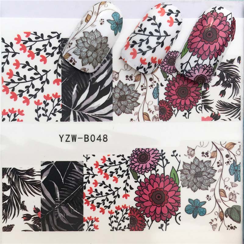 Designs Flowers Nail Sticker for Manicure Nail Art Decoration Cute Animal Bunny Ins Water Transfer Decals Fashion Finger Wraps Tips