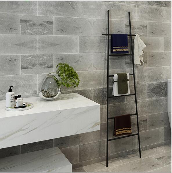 Ladder decoration Bathroom Shelves towel hanger Nordic landing art perforated free metal simple coat rack