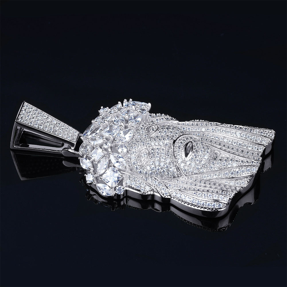 Top Quality 18K Gold Cubic Zirconia Big Jesus Portrain Necklace Pendant Iced Out CZ Cuban Chains Hip Hop Rapper Jewelry Gifts for Men Guys