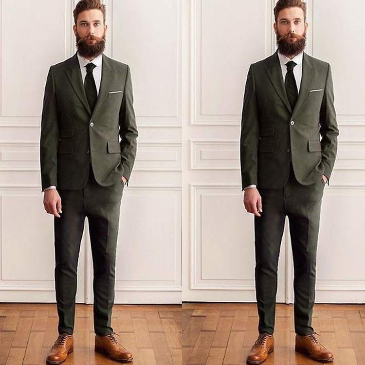Latest Design Groom Wedding Tuxedos Handsome Two Button Men Suits Peaked Lapel Groomsmen Blazer Jacket 2 Piece
