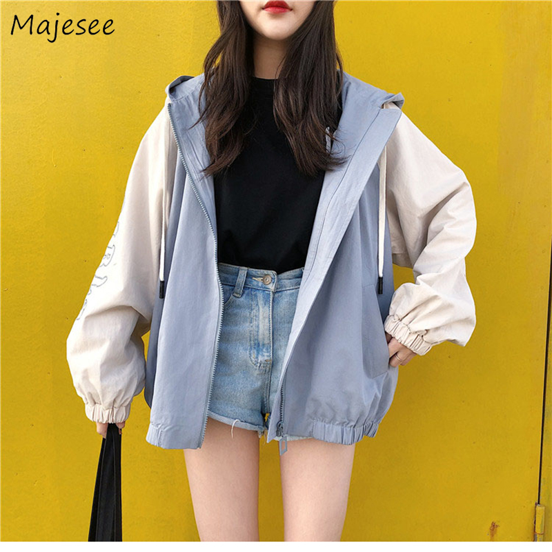 Jackets Women Hooded Zipper Printed Student Korean Style Loose Simple All-match Patchwork Baseball Jacket Womens Harajuku Casual, Blue
Jackets Women Hooded Zipper Printed Student Korean Style Loose Simple All-match Patchwork Baseball Jacket Womens Harajuku Casual, Blue