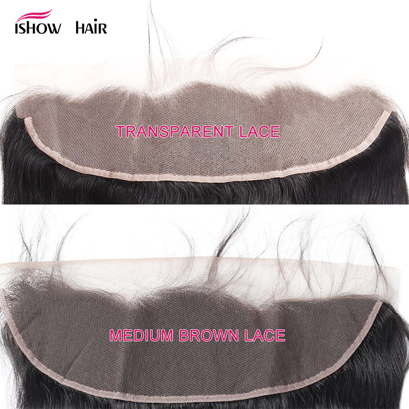Ishow Brazilian Virgin Human Hair Bundles with Transparent Lace Frontal Closure Body Wave Malaysian Peruvian for Women All Ages 8-28inch Natural Color