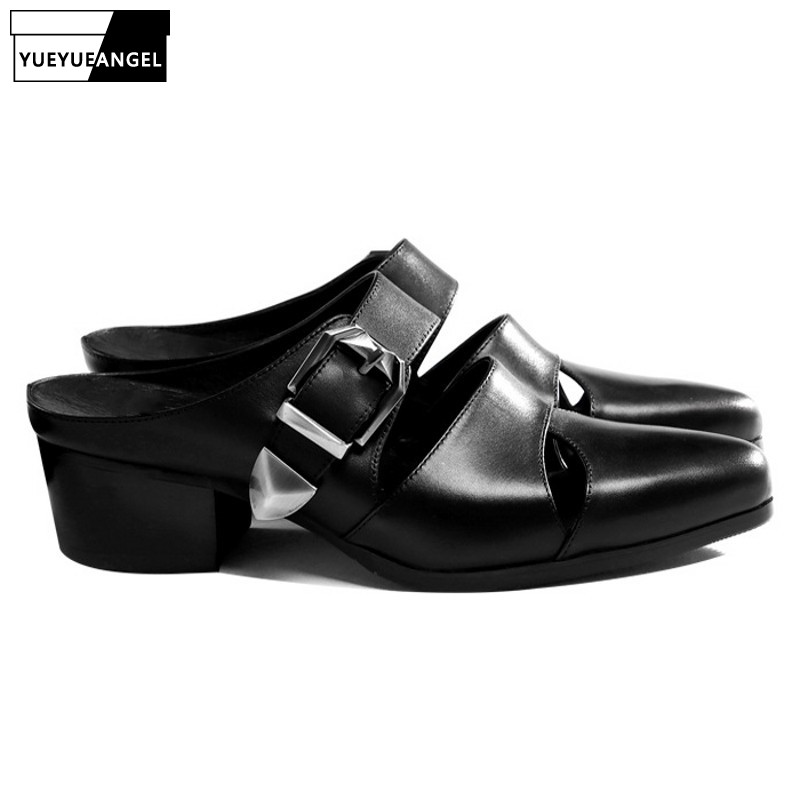Summer Fashion Mens Genuine Leather Slippers Pointed Toe Buckle Hollow Leather Shoes 2019 New Male Black Sandals Quality
Summer Fashion Mens Genuine Leather Slippers Pointed Toe Buckle Hollow Leather Shoes 2019 New Male Black Sandals Quality