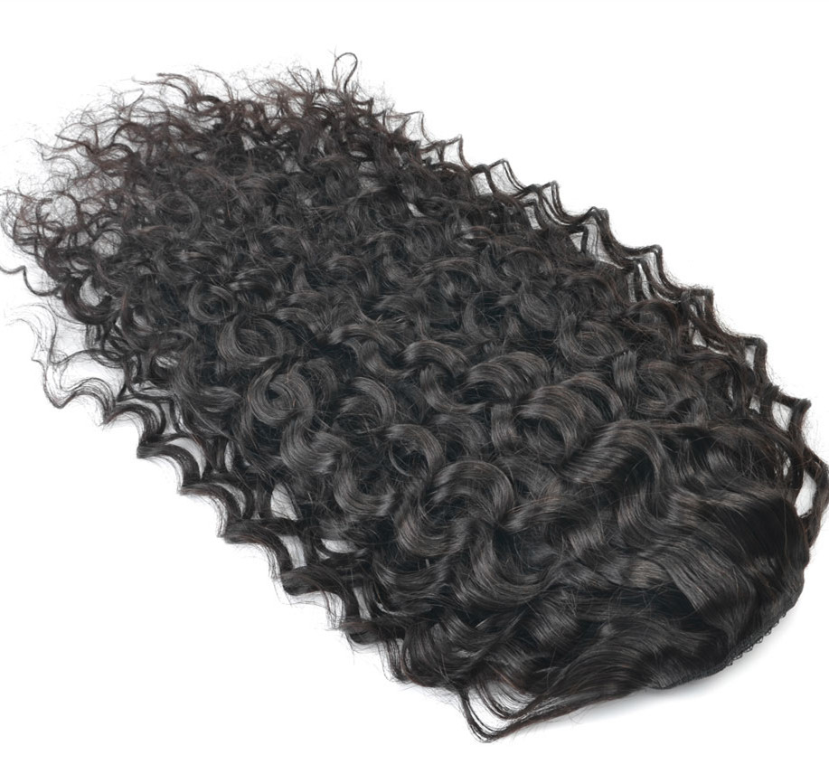 18inch curly drawstring ponytail human hair extension 1pcs top selling deep wave brazilian hair pony tail 120g