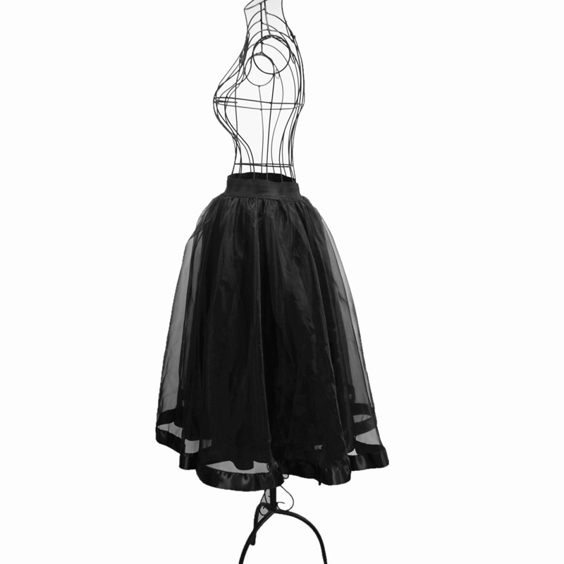 Newest Women's Casual Lolita Elastic Wide Waistband Solid Black 2 Layer Organza Tulle Skirt High Stretch Party Club Wearing S-XXL Drop Ship