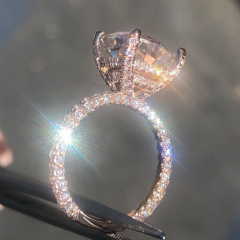 Ladies Ring Rose Gold Big Square Cubic Zirconia Jewelry Party Wedding Vintage Finger Rings For Men And Women Dropshipping