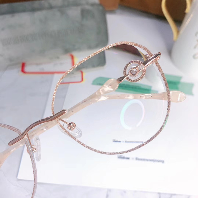 2020 Super-Exqusite women rimless glasses frame muti-shaped diamond decoration cutting-edge glasses for prescription glasses fullset packing