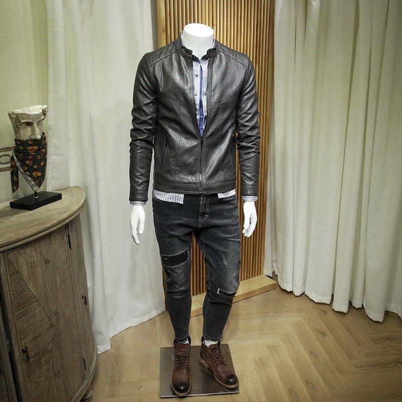 Fashion Korean Solid Slim Fit Mens Faux Jackets Stand Collar Long Sleeve Zip Moto Biker Big Size Male PU Leather Coats, Black
Fashion Korean Solid Slim Fit Mens Faux Jackets Stand Collar Long Sleeve Zip Moto Biker Big Size Male PU Leather Coats, Black