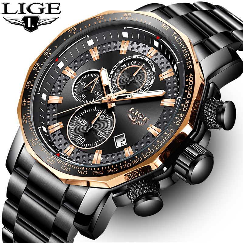 2019 LIGE New Fashion Mens Watches Top Luxury Brand Military Big Dial Male Clock Analog Quartz Watch Men Sport Chronograph watch LY191226, Black rose gold l
2019 LIGE New Fashion Mens Watches Top Luxury Brand Military Big Dial Male Clock Analog Quartz Watch Men Sport Chronograph watch LY191226, Black rose gold l