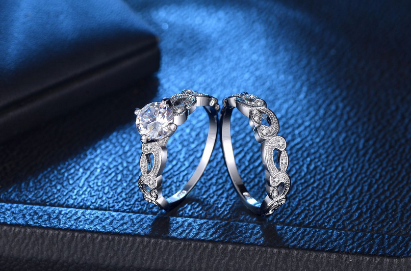 Infinity Brand New Choucong Vintage Fashion Jewelry 925 Sterling Silver Round Cut White Topaz CZ Diamond Wedding Women Bridal Ring Set Gift