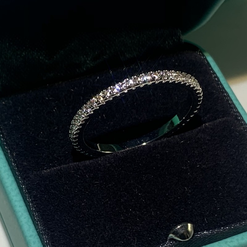Sparkling Couple Rings Infinity Brand New Luxury Jewelry 925 Sterling Silver White Topaz Six Claw Eternity Women Wedding Bridal Ring Set