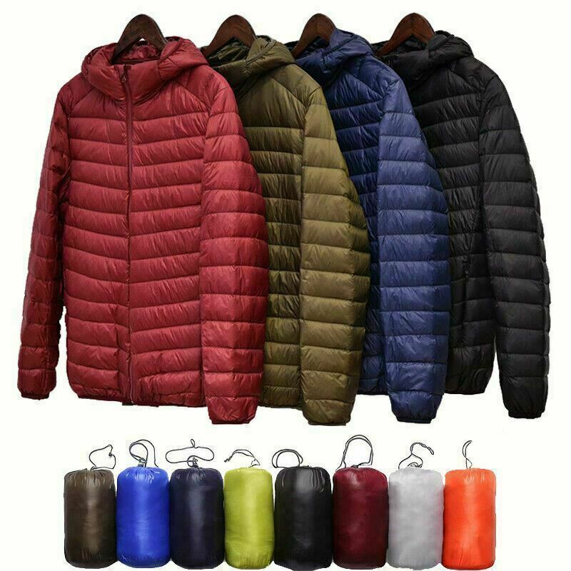 Men's Lightweight 90% Down Jacket Hooded Puffer Parka Coat New coats jackets