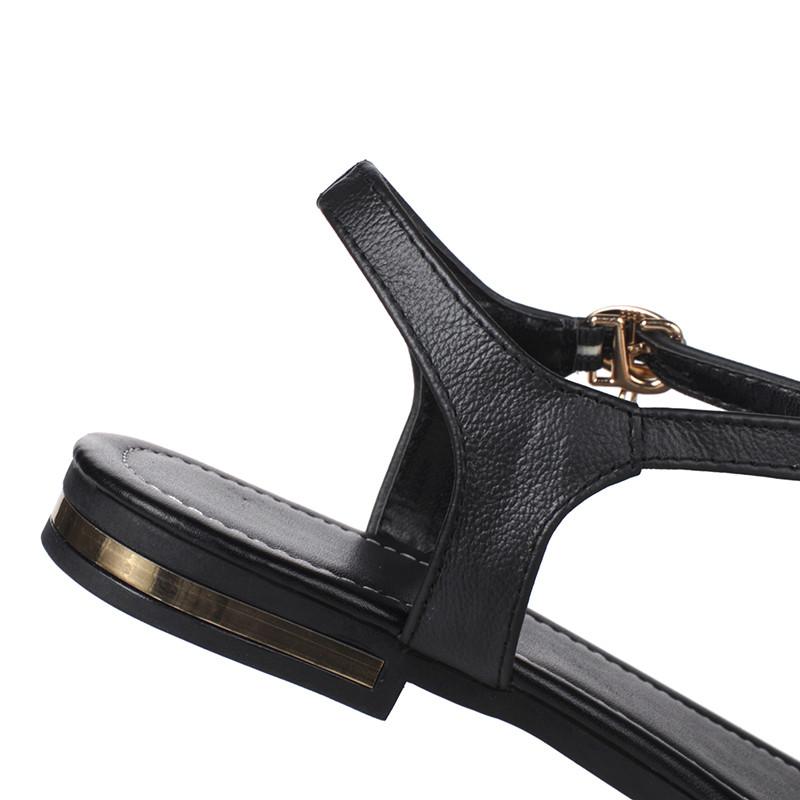 Hot Sale-New 2019 Summer Leather Flip Flops Women Shoes Gladiator Casual Flat Sandal Woman white Black