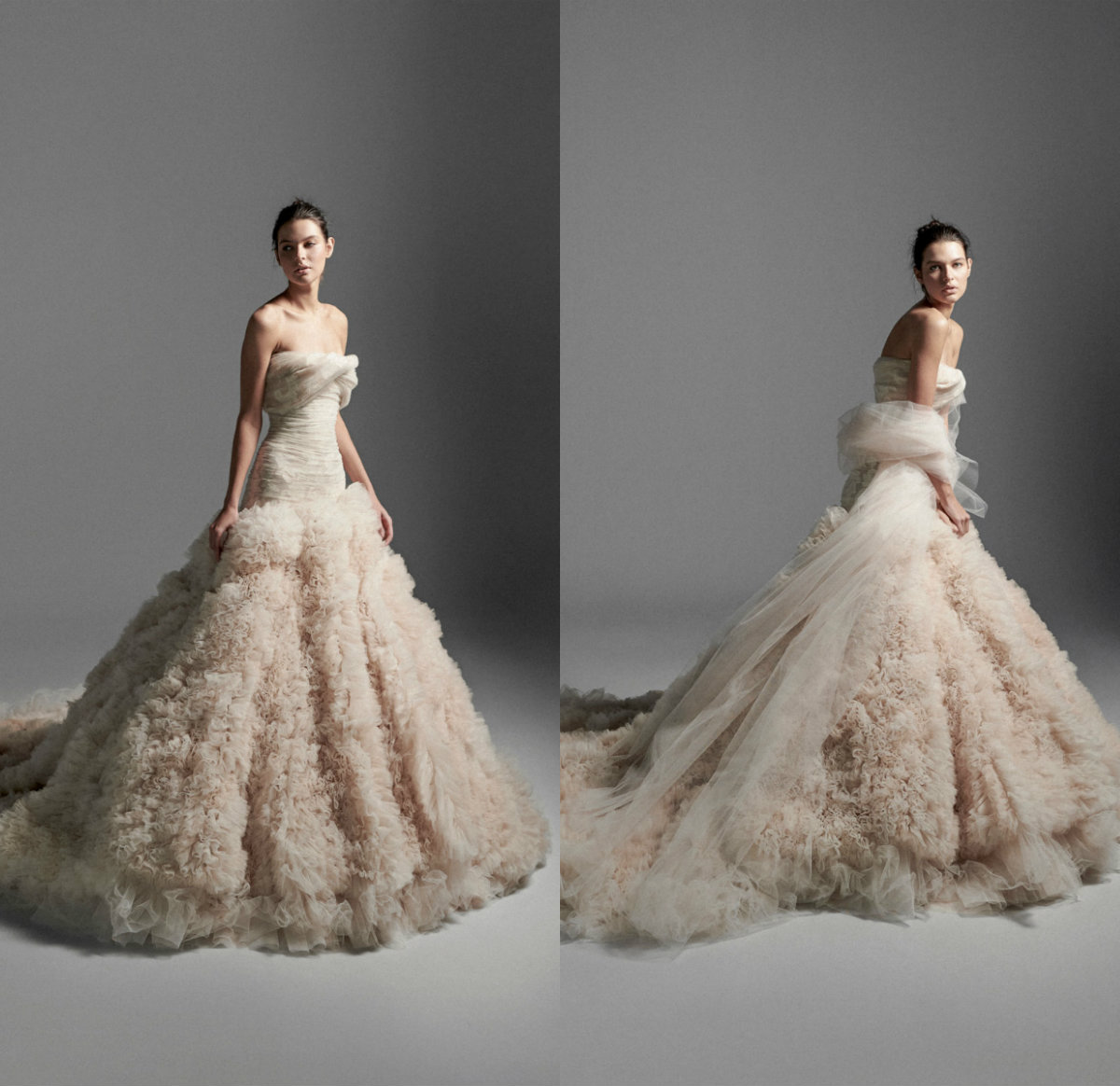 2020 Krikor Jabotian Wedding Dresses Strapless Lace Ruffles Tiered Skirts Arabic Abiti Da Sposa Custom Made Luxury Church Wedding Gowns