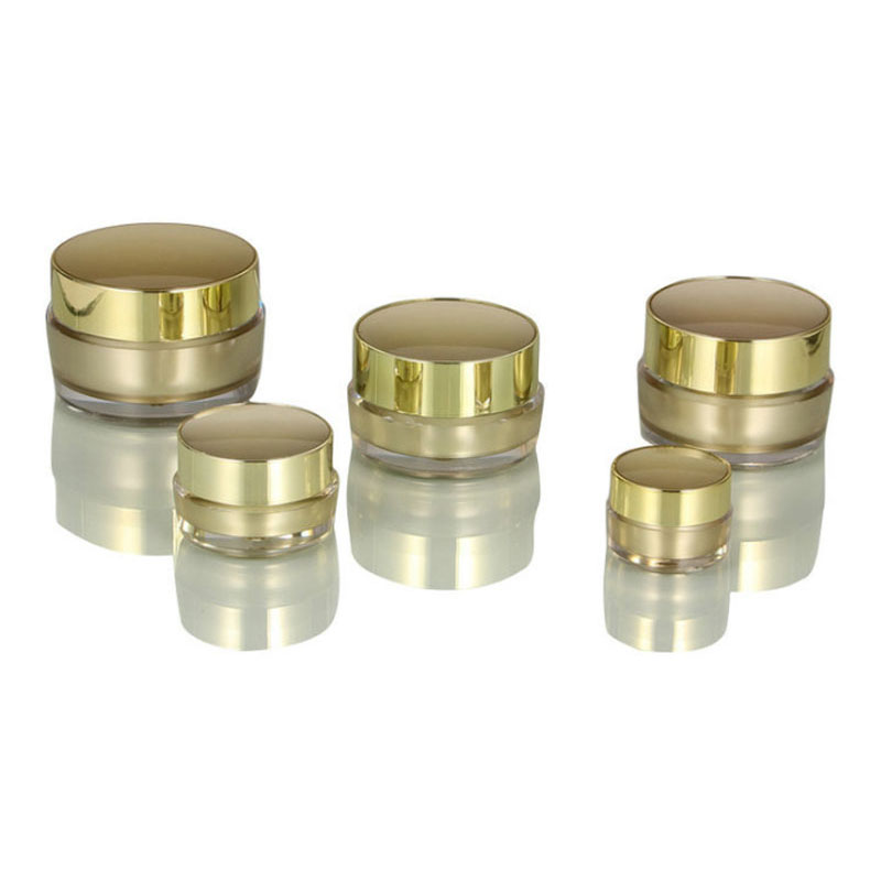 Shiny Acrylic Plastic Bottle Cream Jar 5g 10g 15g 30g for Cosmetic Packaging Containers Gold White