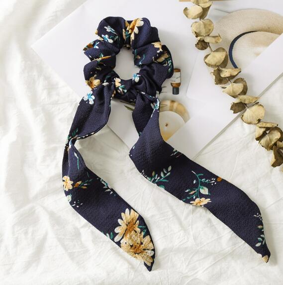 New floral ribbon large intestine circle hair circle long style flowing soda knot accessories women's hair binding WL1252