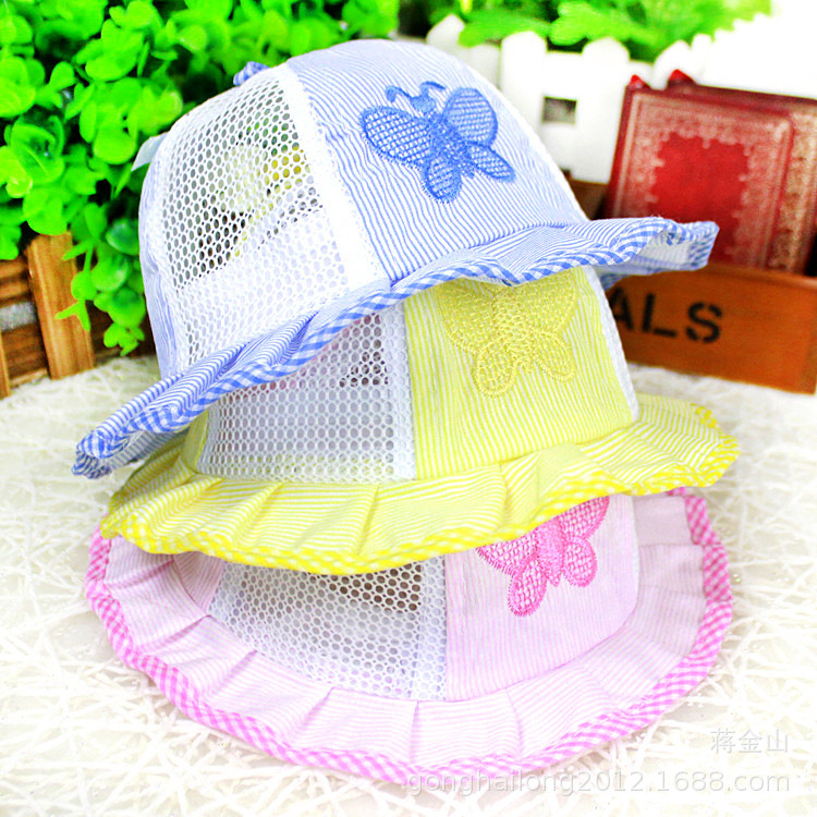 Summer Baby Girls Mesh Cap Embroidered Butterfly Bucket Hat Frill Princess Hat Wind Proof Rope Breathable Infant Topee, Pink 
Summer Baby Girls Mesh Cap Embroidered Butterfly Bucket Hat Frill Princess Hat Wind Proof Rope Breathable Infant Topee, Pink