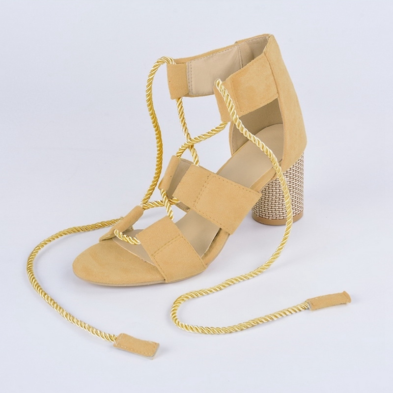 Loozykit 2019 Summer Espadrilles Women Sandals Heel Pointed Fish Mouth Gladiator Sandals Hemp Rope Lace Up Platform Sandal Y19070503