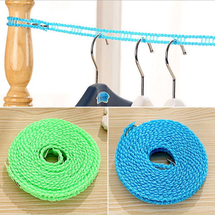 Outdoor Windproof 5m Adjustable Strength Nylon Durable Anti Slip Drying Clothes Hangers Rope Clothesline Washing Line Laundry