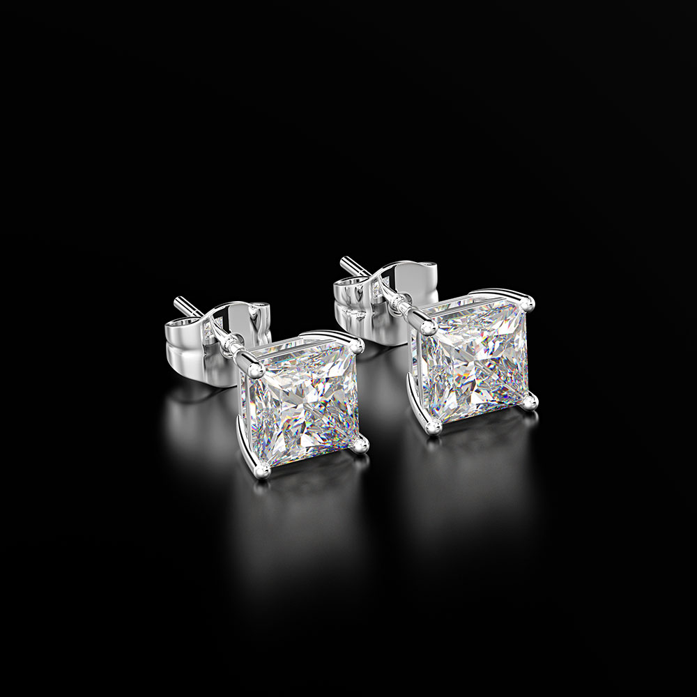 PANSYSEN Classic 6MM 7MM 8MM Square Created Moissanite Wedding Engagement Stud Earrings For Women 925 Silver Fine Jewelry Gifts