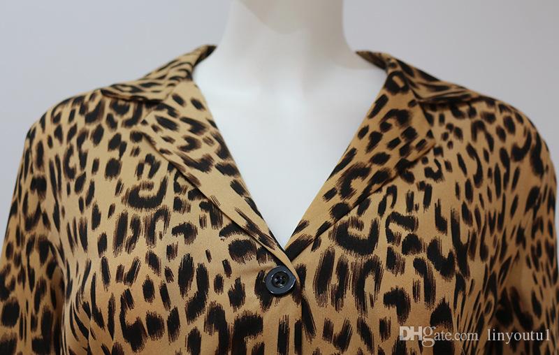 2020 Women Blouses Summer Chiffon Leopard Blouse Long Sleeve Turn Down Collar Lady Office Shirt Loose Tops Plus Size Blusas Chemisier