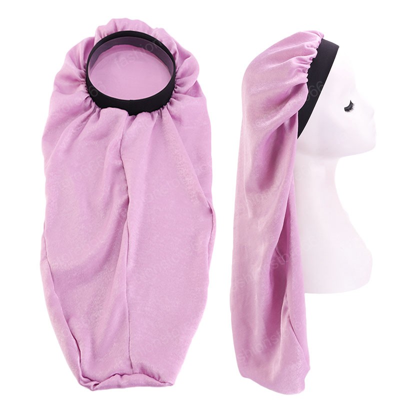 Elastic Wide Edge Long Hair Braid Hair Hat Long Satin Bonnet Sleep Cap Silky Hair Care Bonnet Nightcap for Women Men chemo Cap