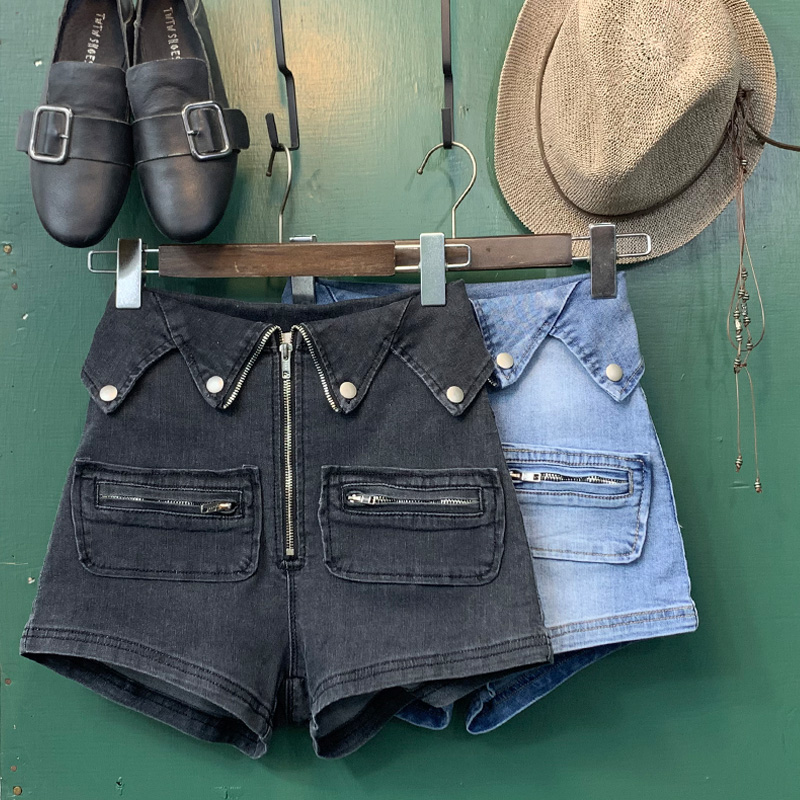 Woman Short Jeans High Waist Skinny Slim Denim Shorts Korean Style Vintage Solid Elastic Zipper Streetwear Female Shorts, Black
Woman Short Jeans High Waist Skinny Slim Denim Shorts Korean Style Vintage Solid Elastic Zipper Streetwear Female Shorts, Black